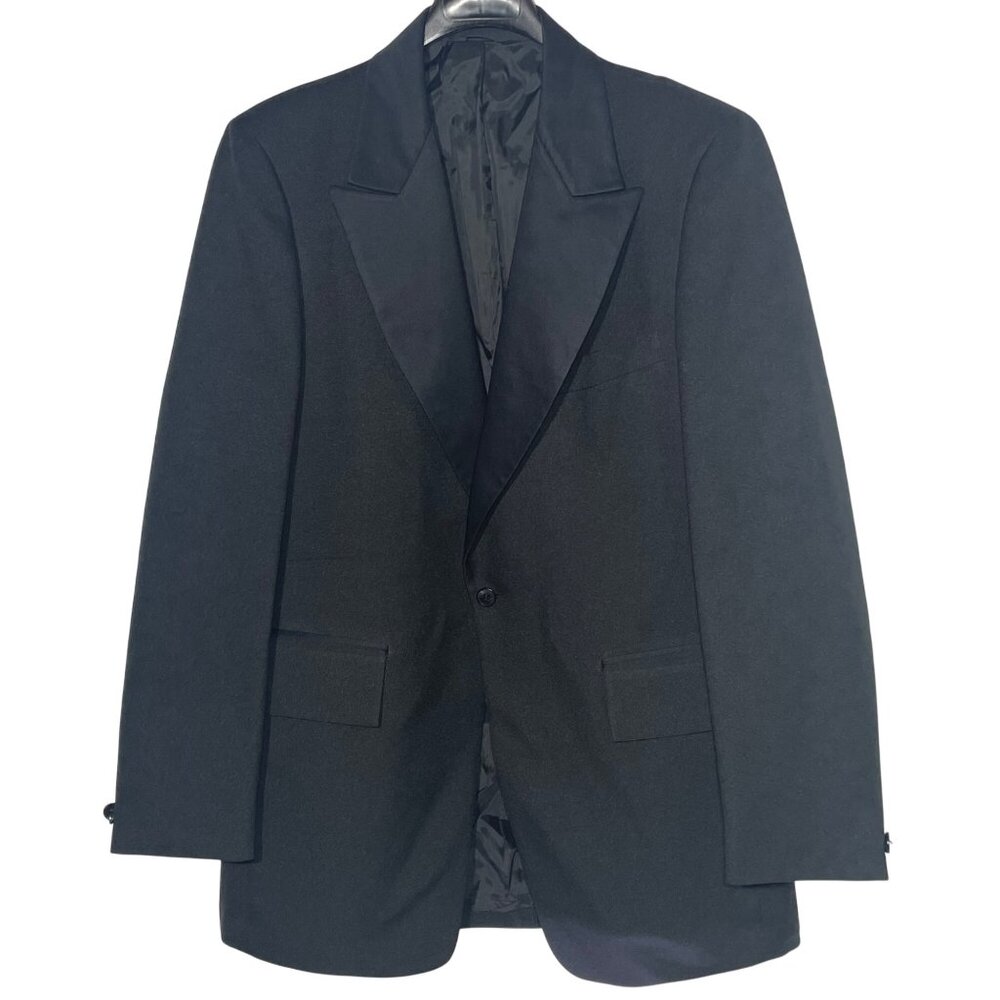 After Six Roos Atkins 1 Button Tuxedo Jacket w/ Bow Tie Black Sz 44L Formal